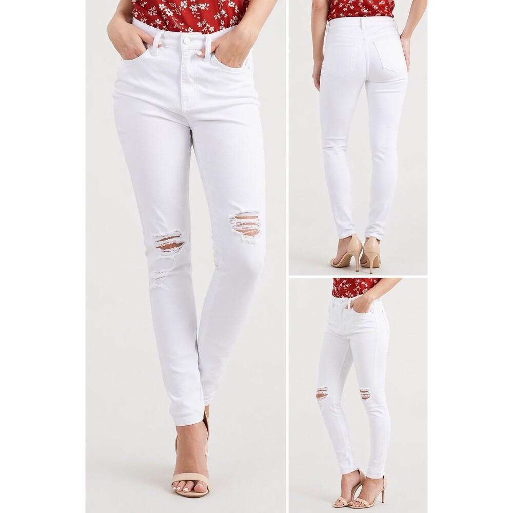 Judy Blue Skinny Jeans Womens 3/26 White Light Wash Mid Rise Distressed Stretch